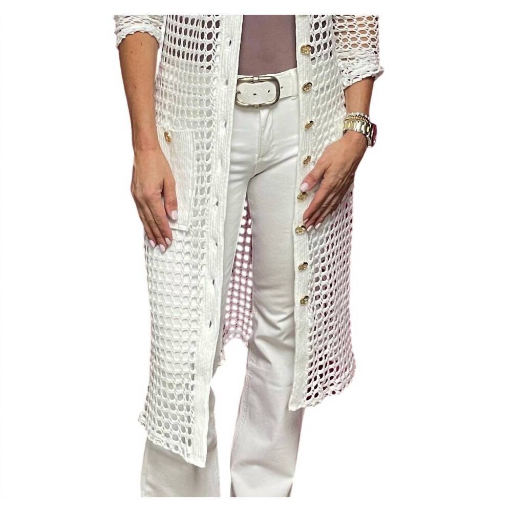 NEW PETE coco crochet duster in white